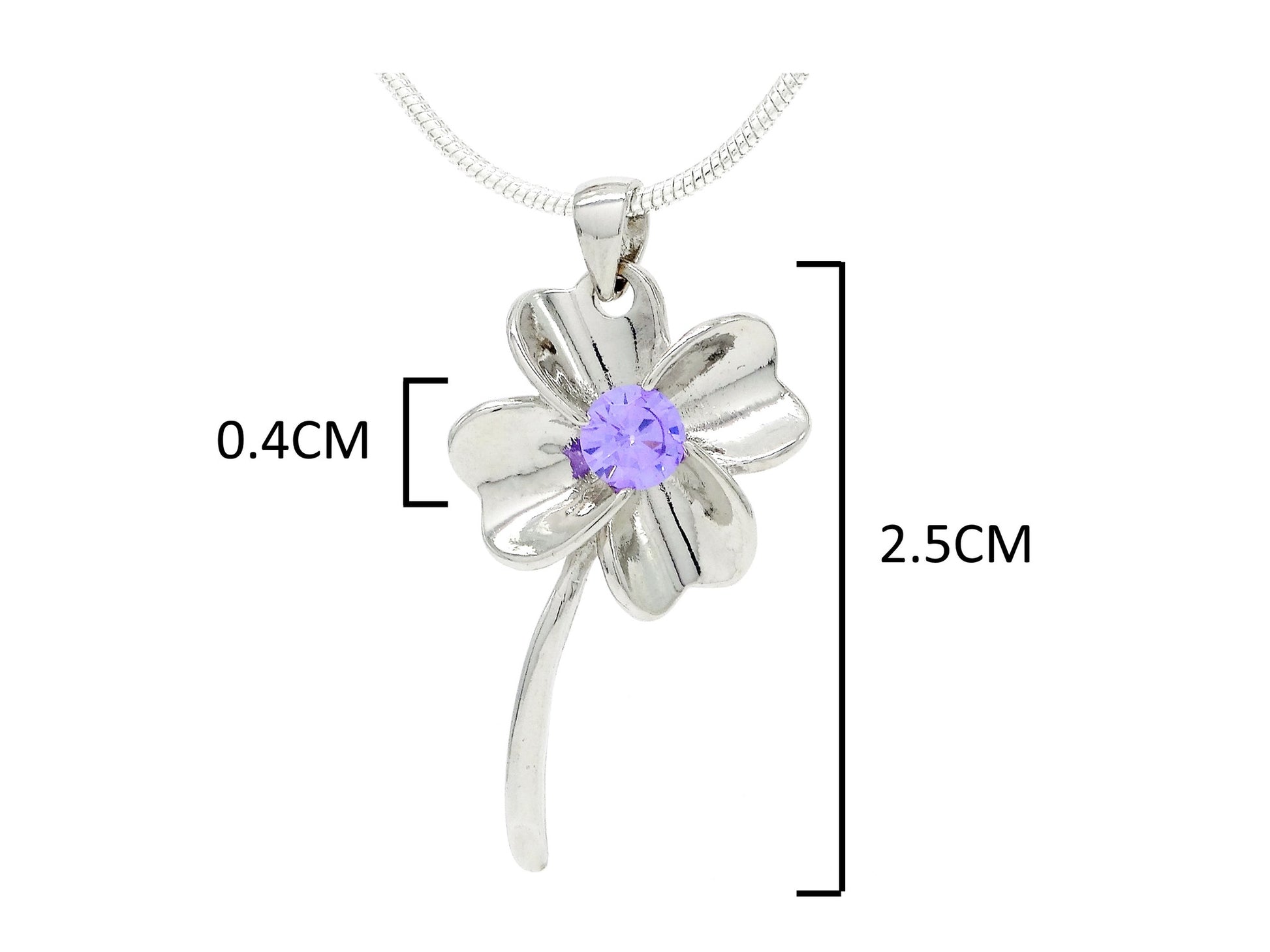 Silver flower purple gem necklace MEASUREMENT