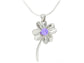 Silver flower purple gem necklace