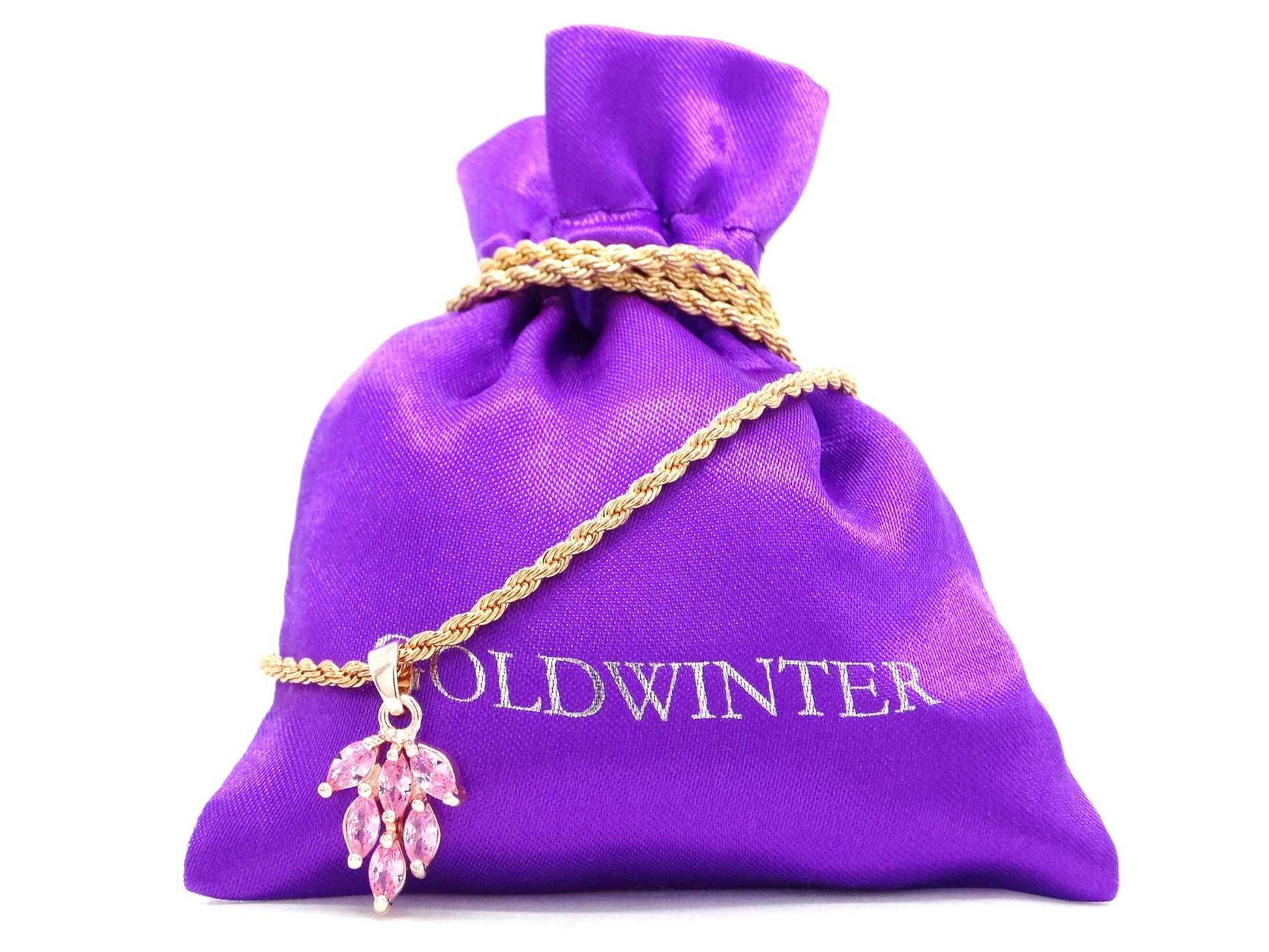 Pink leaf gold necklace GIFT BAG