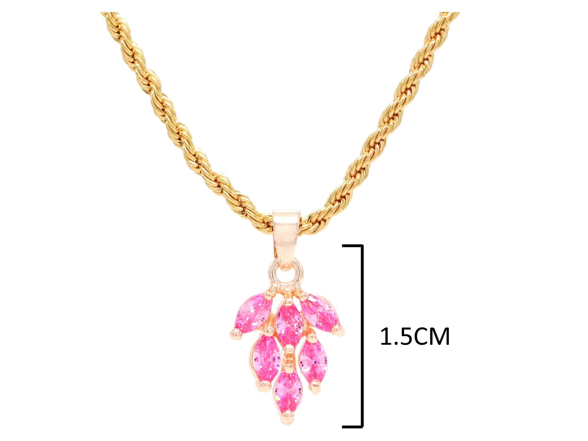 Pink leaf gold necklace MEASUREMENT