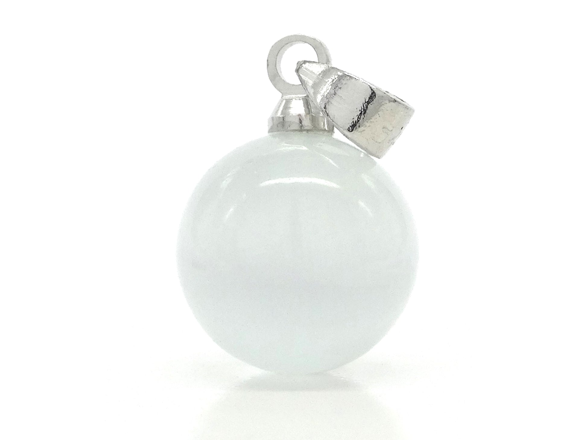 White moonstone ball silver necklace PENDANT