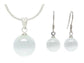 White moonstone ball necklace and earrings MAIN