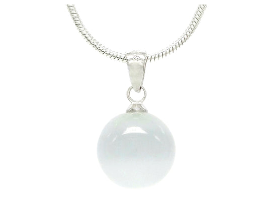 White moonstone ball silver necklace