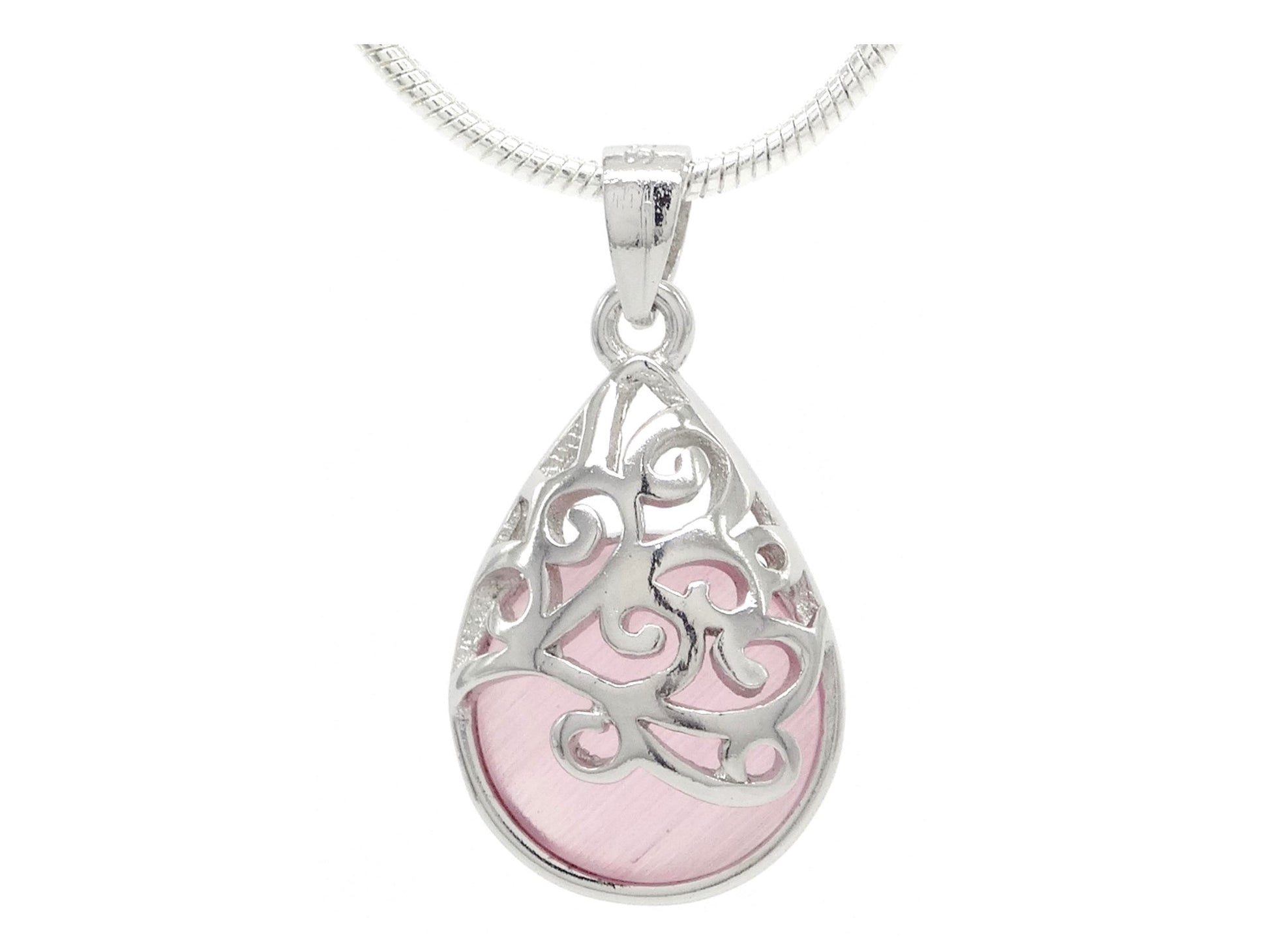 Decorated pink moonstone necklace