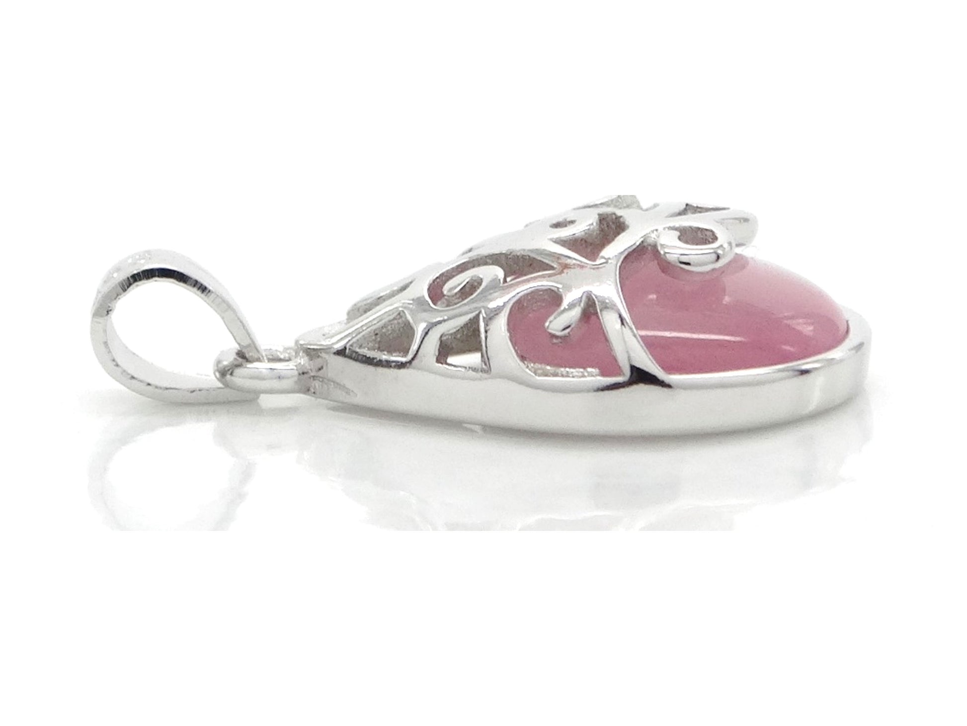 Decorated pink moonstone necklace SIDE