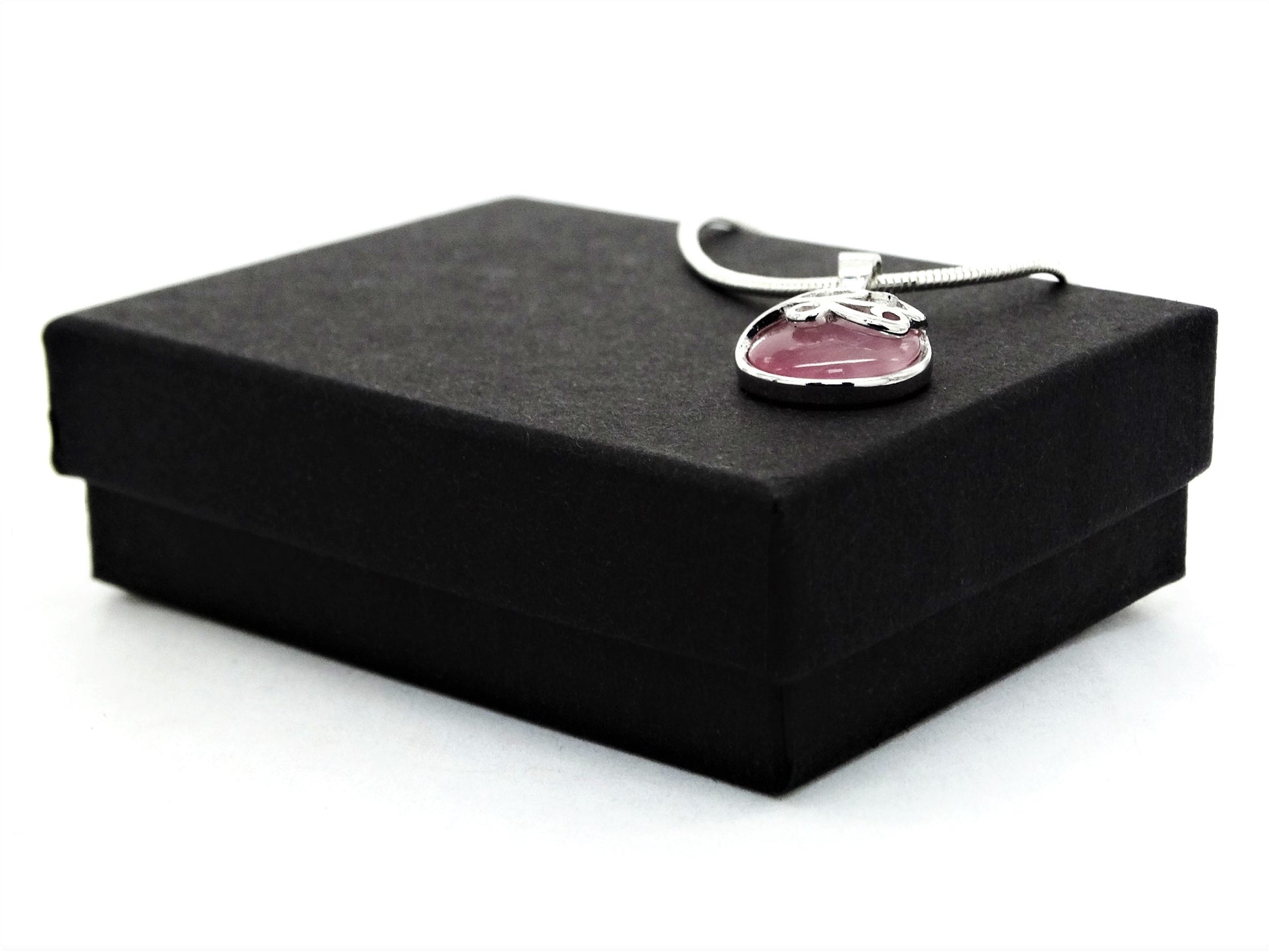 Decorated pink moonstone necklace GIFT BOX