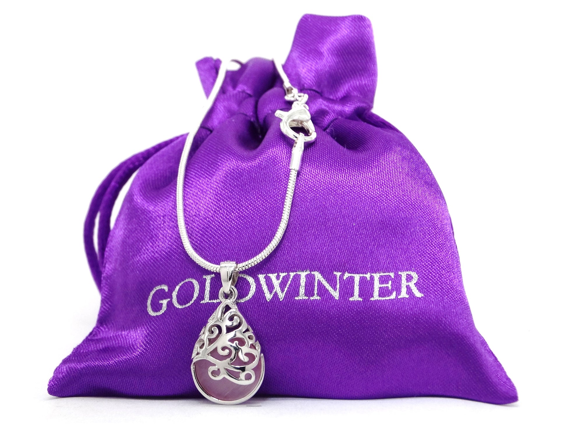 Decorated pink moonstone necklace GIFT BAG