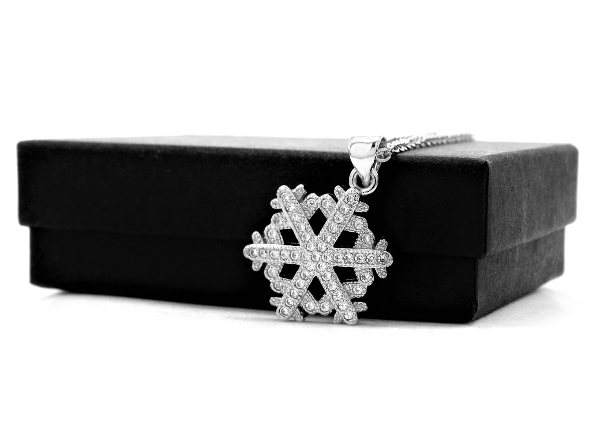 White gold snowflake necklace GIFT BOX