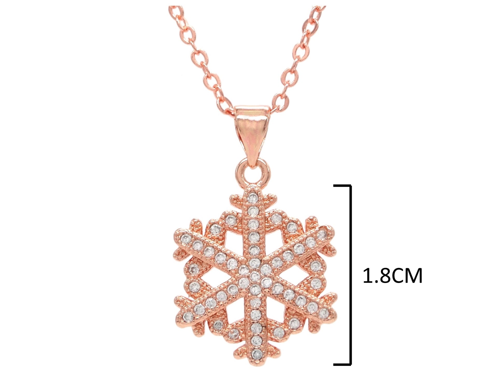 Rose gold snowflake necklace MEASUREMENT