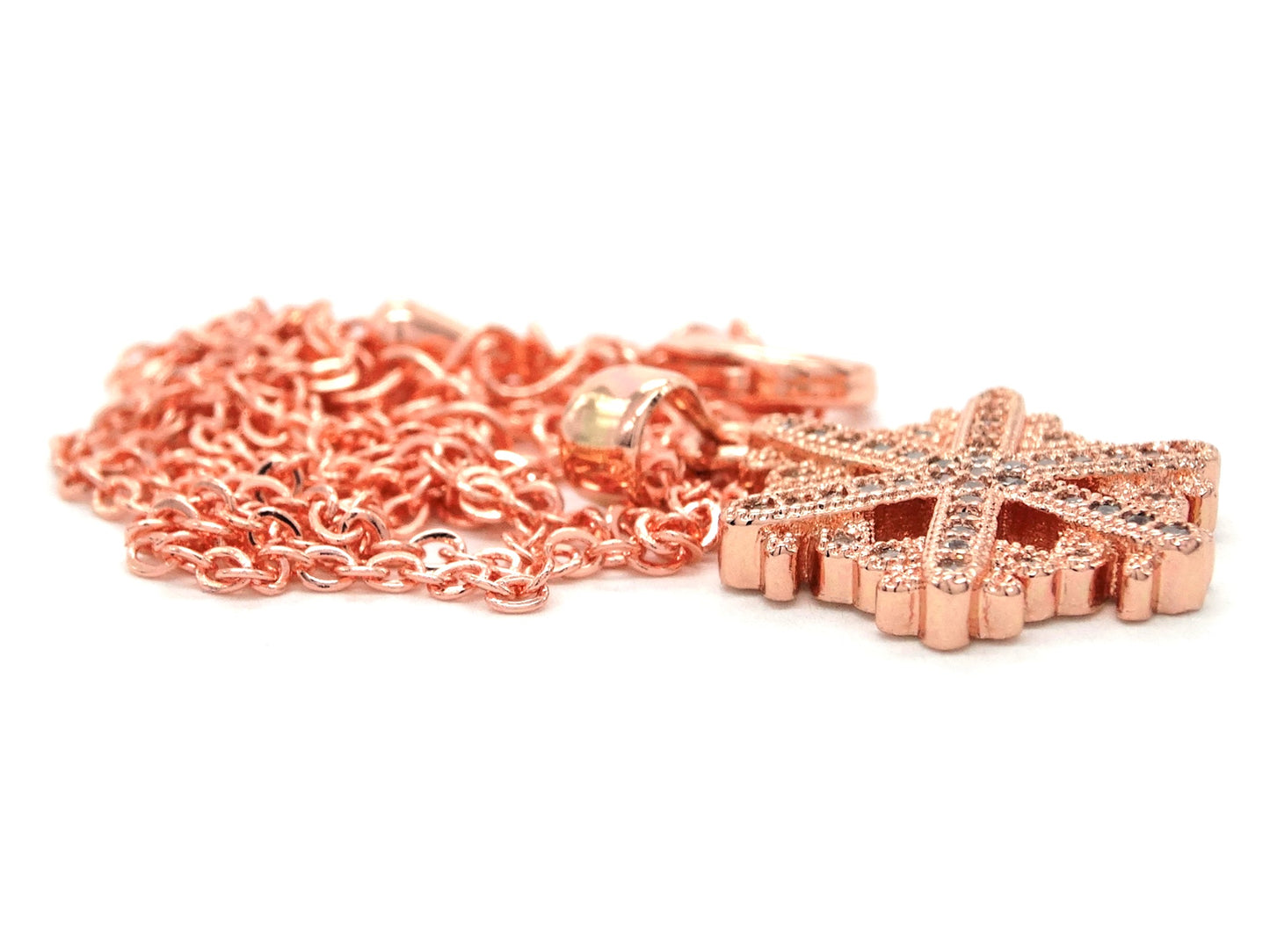 Rose gold snowflake necklace DISPLAY