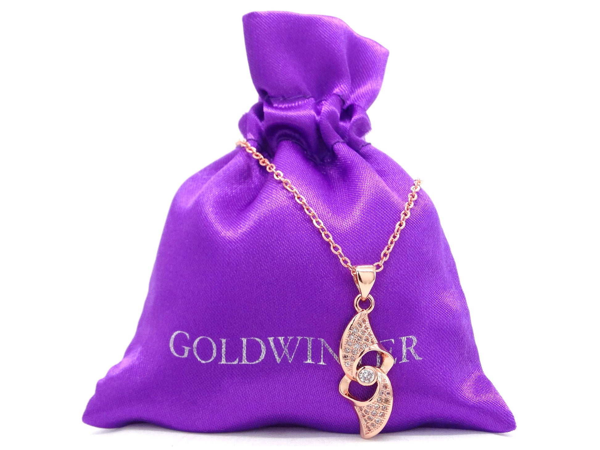 Rose gold white gems necklace GIFT BAG