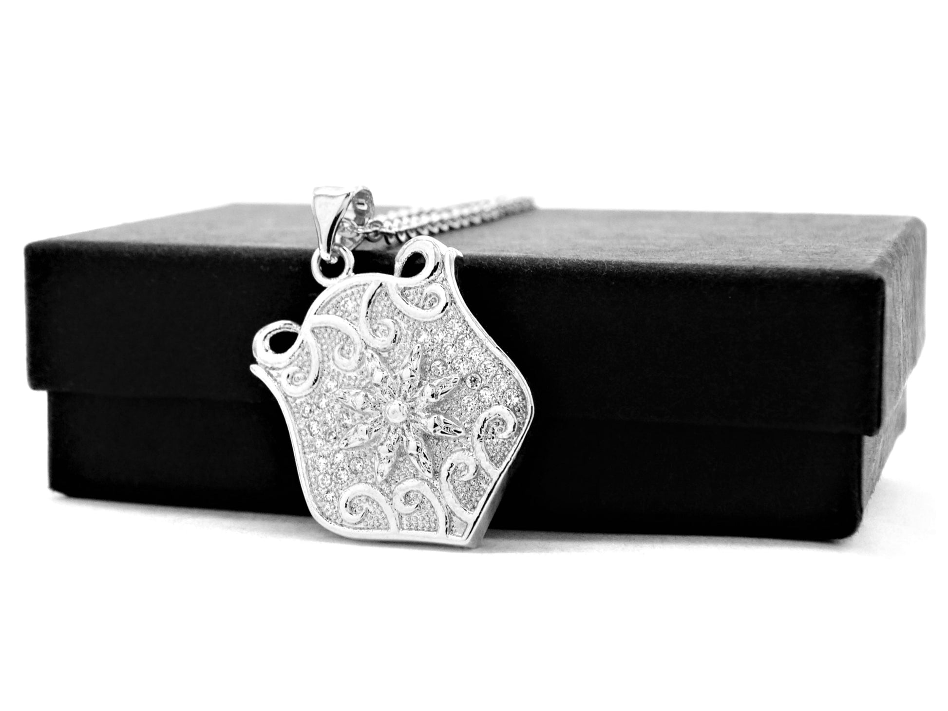 White gold drop pendant necklace GIFT BOX