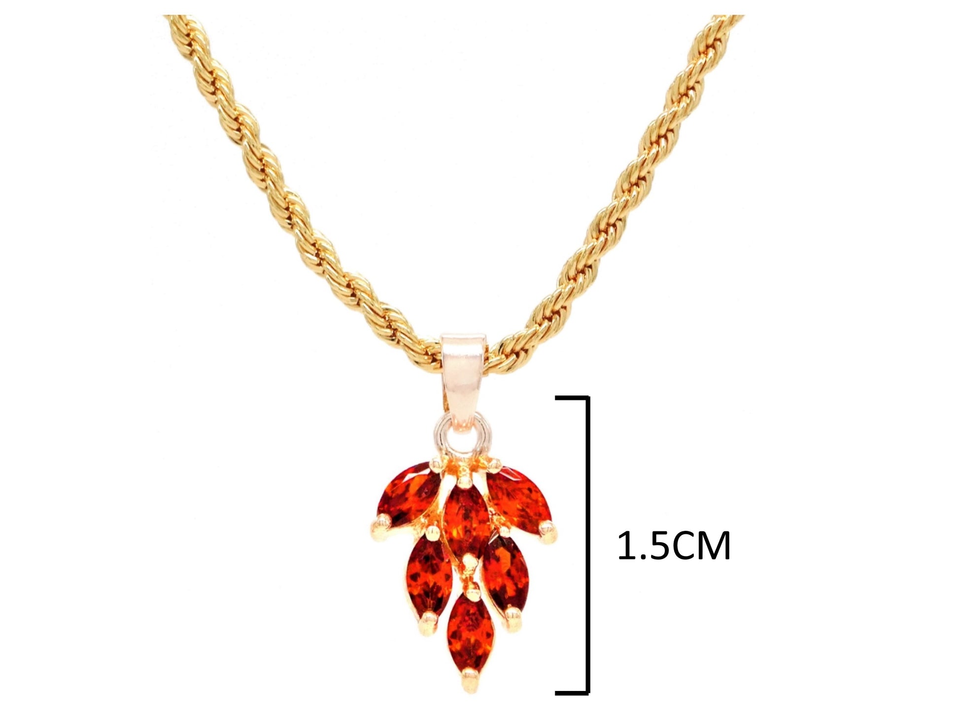 Red leaf gold necklace MEASUREMENT