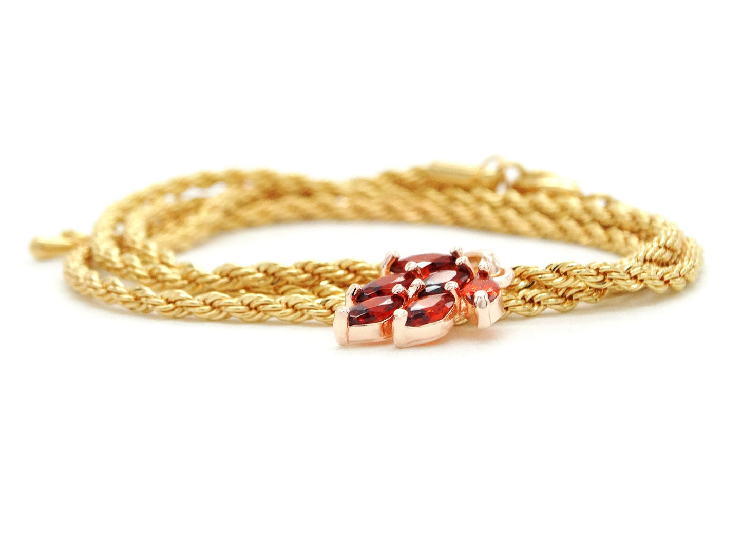 Red leaf gold necklace FRONT