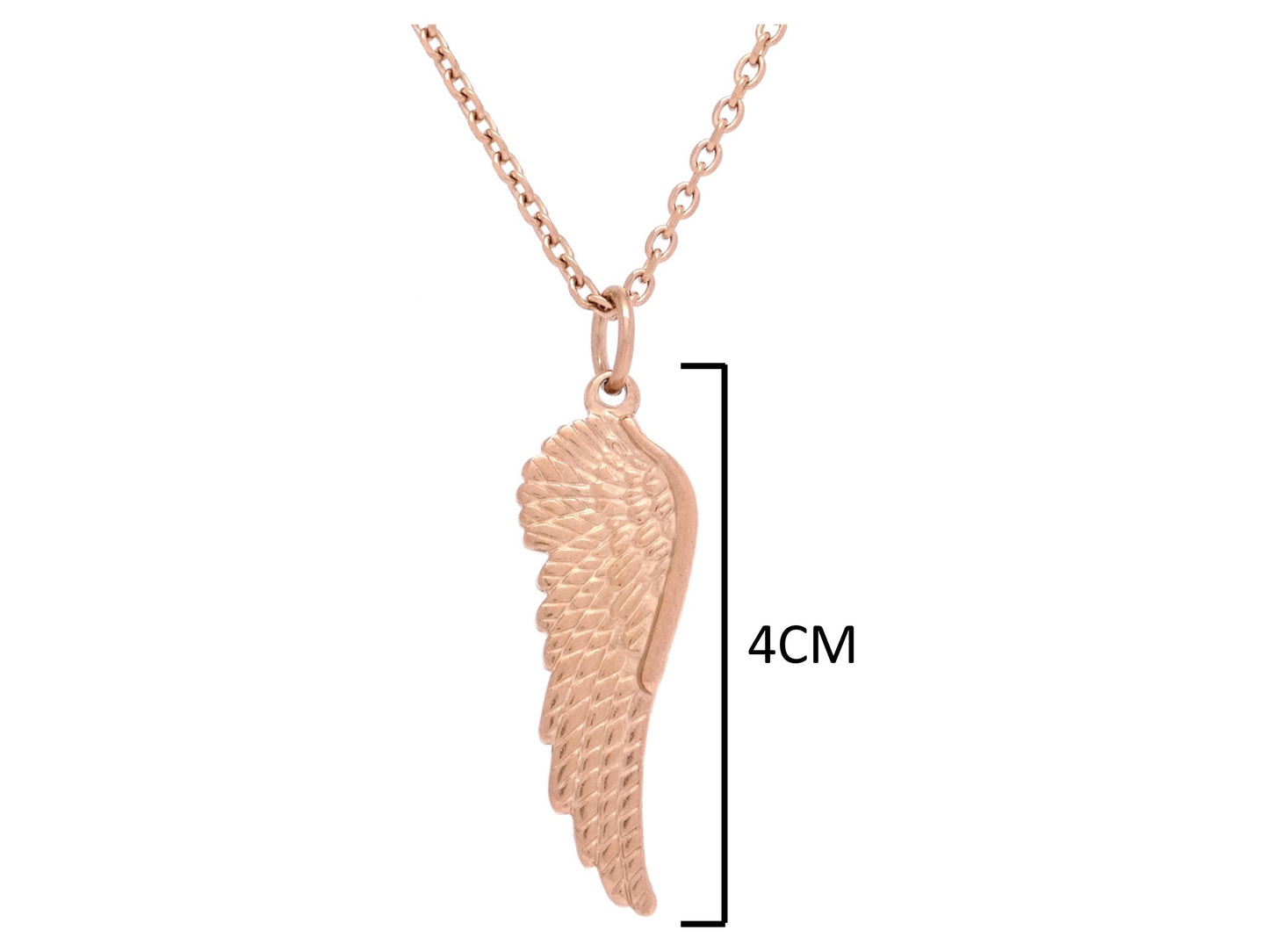 Rose gold angel wing necklace MEASUREMENT