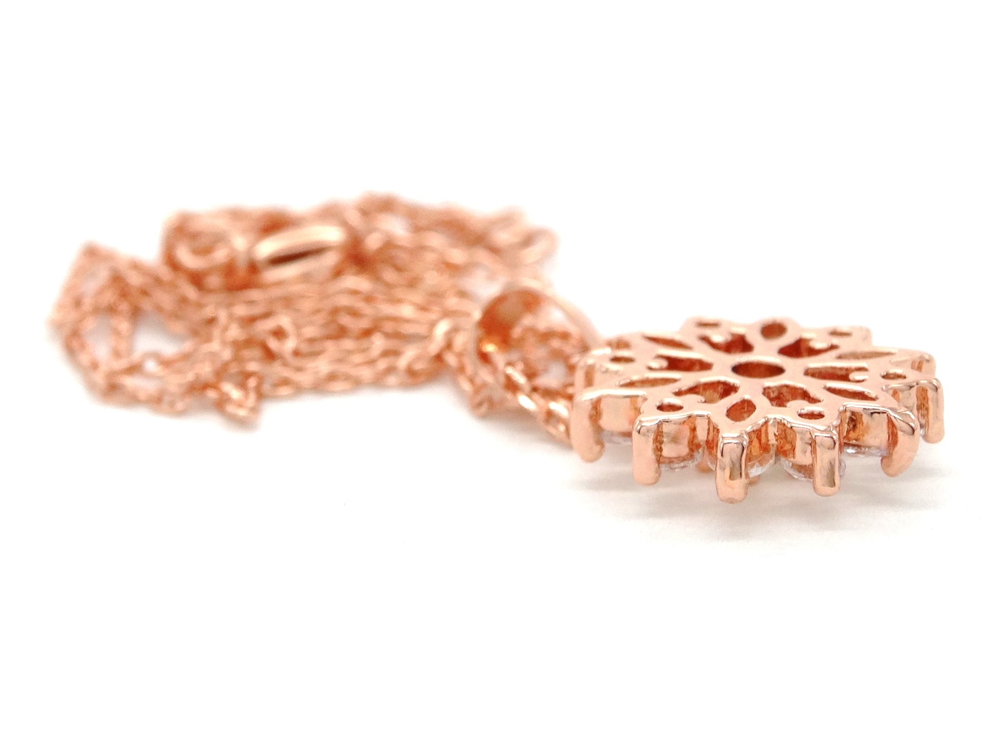 Rose gold sparkly white gems necklace BACK
