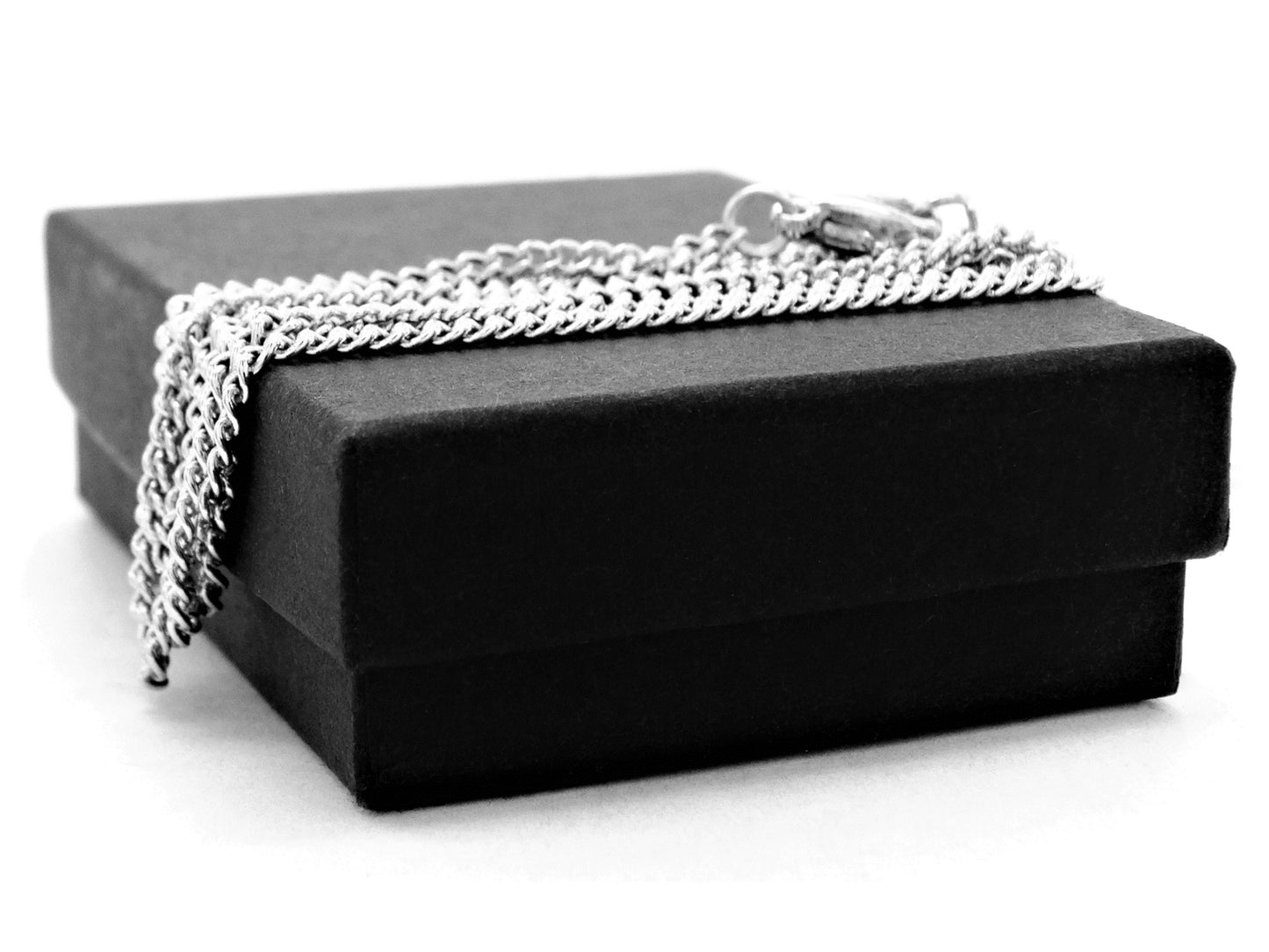 Black gem white gold necklace GIFT BOX