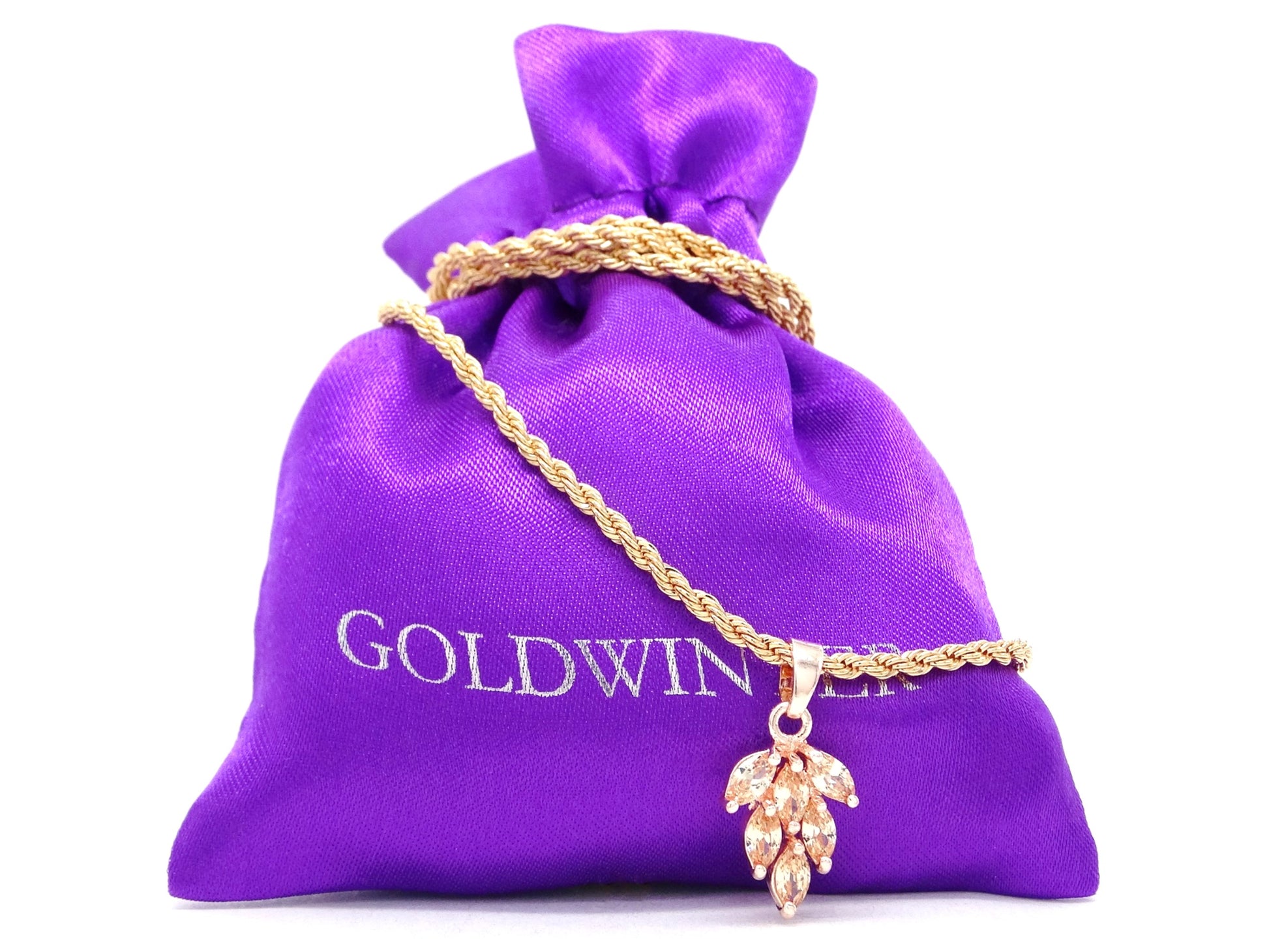 Citrine leaf gold necklace GIFT BAG