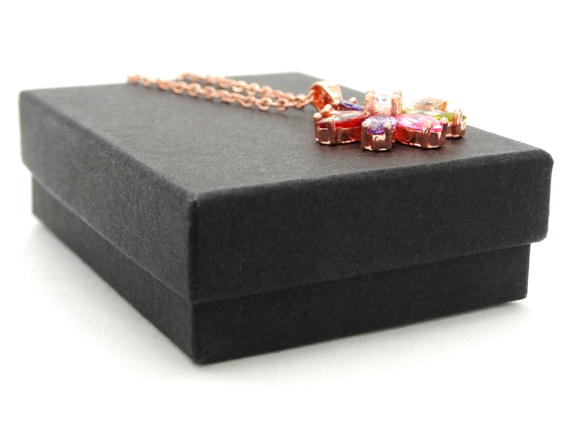 Rose gold rainbow flower necklace GIFT BOX