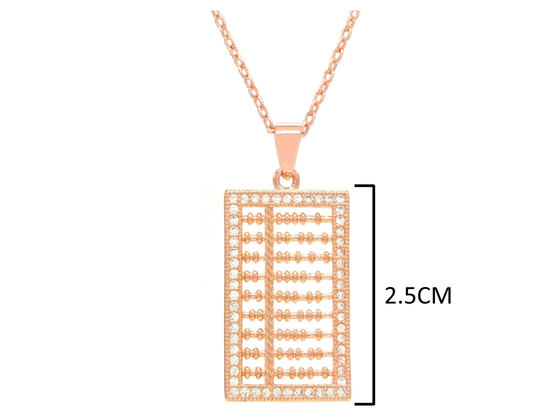 Rose gold abacus necklace MEASUREMENT