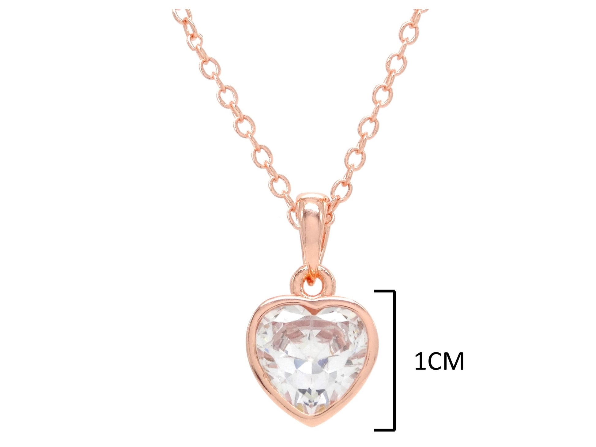 Rose gold heart gem necklace MEASUREMENT