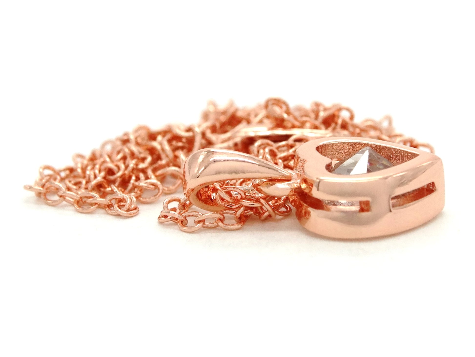 Rose gold heart gem necklace BACK