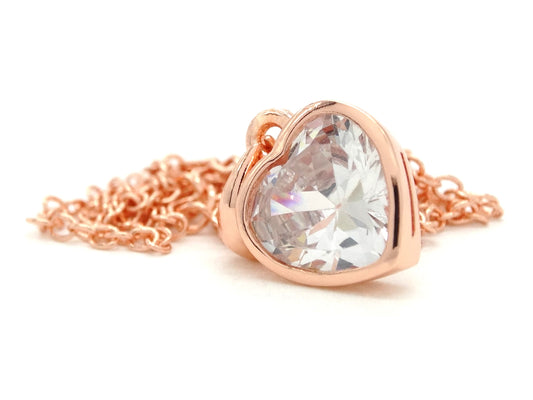Rose gold heart gem necklace DISPLAY