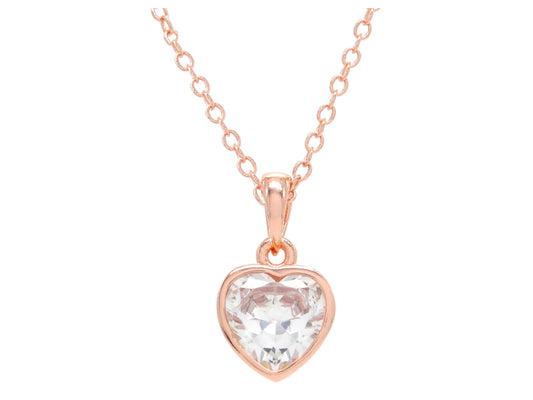 Rose gold heart gem necklace MAIN