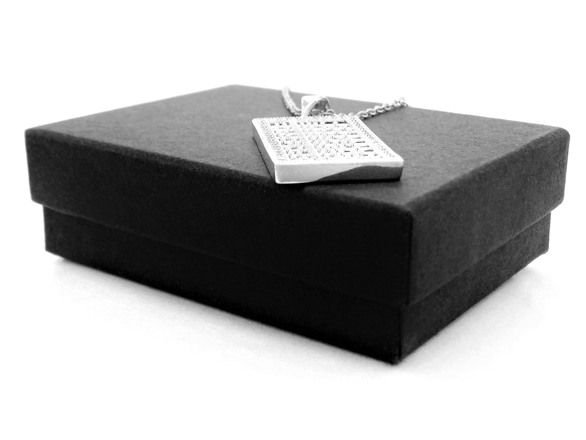 White gold abacus necklace GIFT BOX