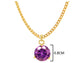 Yellow gold purple round gem necklace and earrings MEASUREMENT