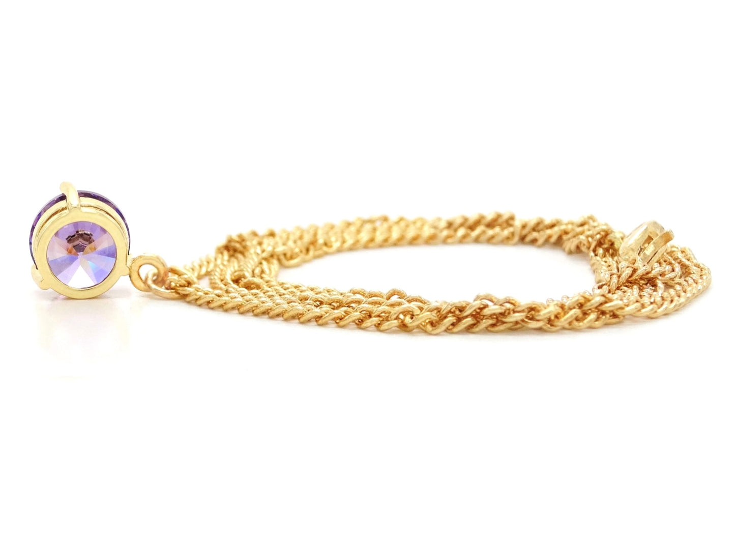 Purple gem gold necklace BACK