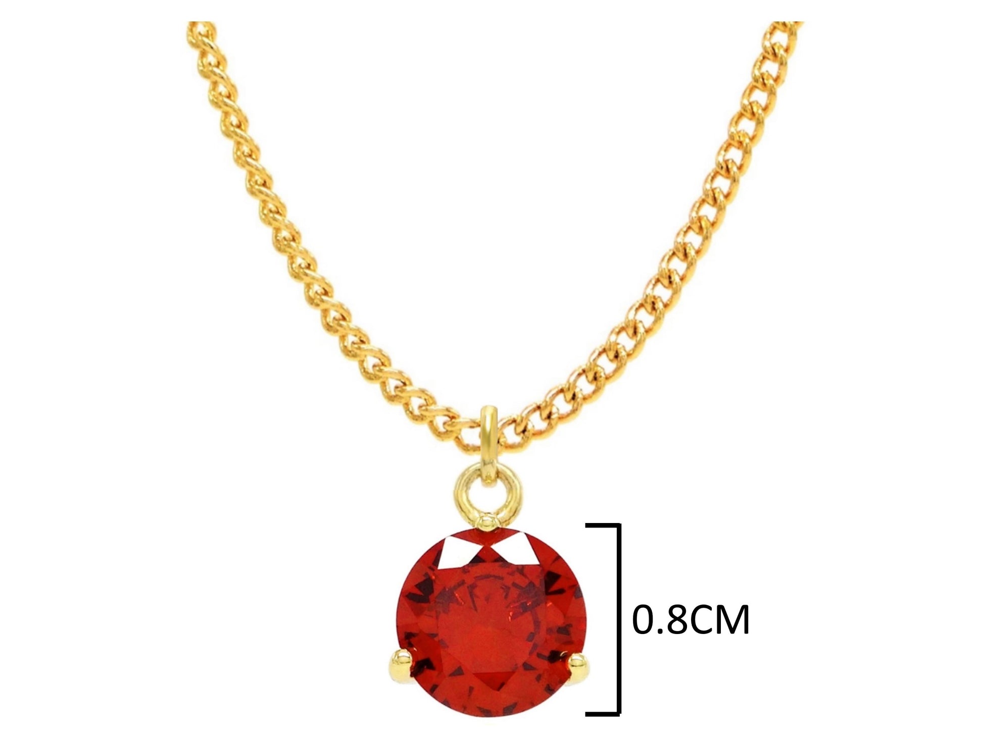 Red gemstone gold necklace MEASUREMENT
