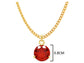 Yellow gold red round gem necklace and earrings MEASUREMENT