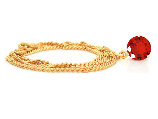 Red gemstone gold necklace FRONT