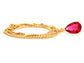 Red raindrop gem gold necklace FRONT