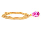 Pink raindrop yellow gold necklace FRONT