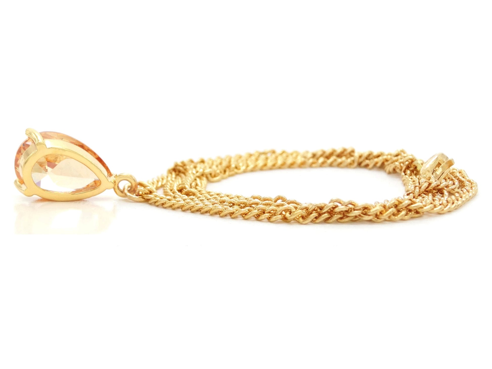 Citrine raindrop gold necklace BACK