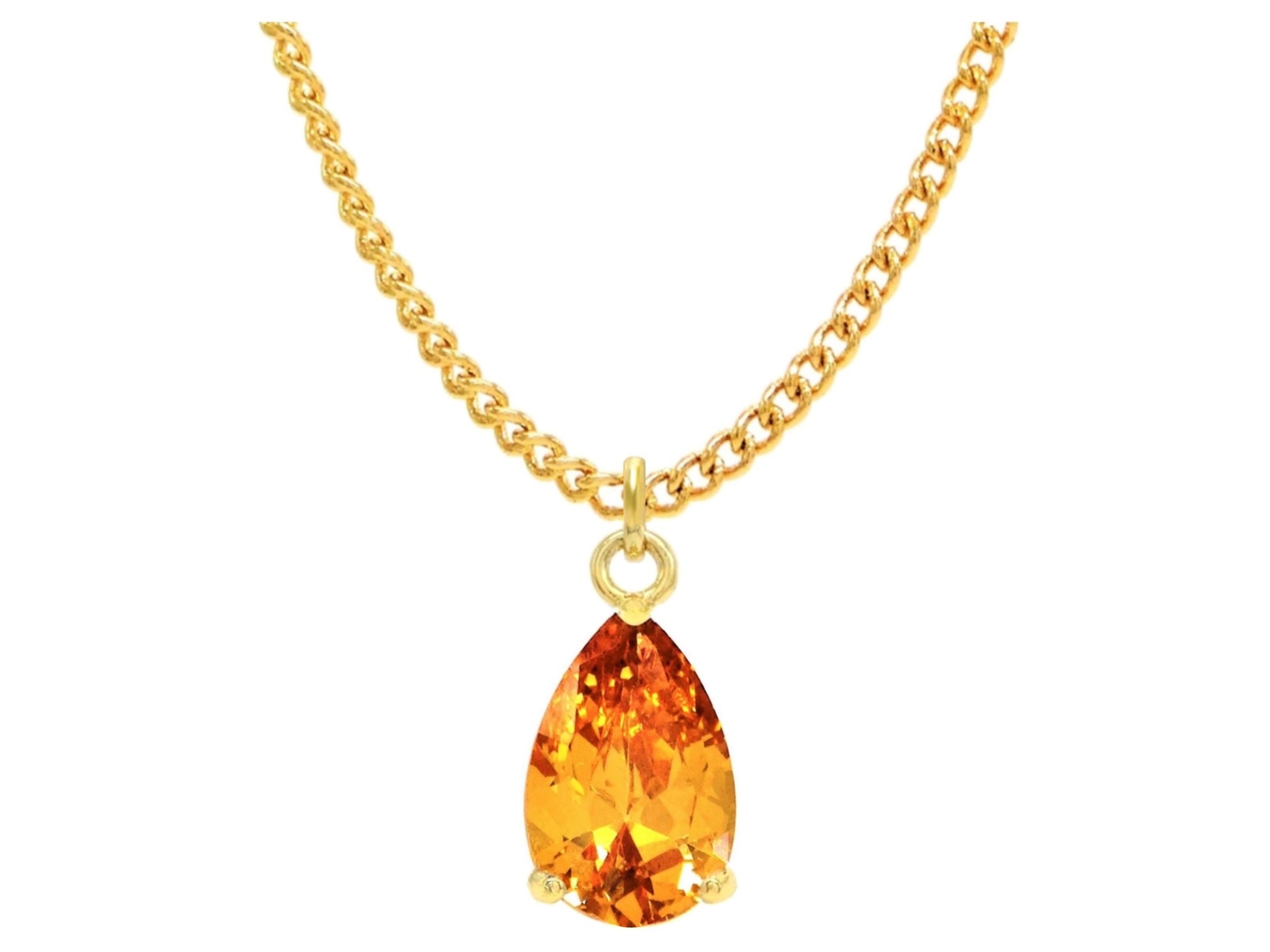 Citrine raindrop gold necklace MAIN