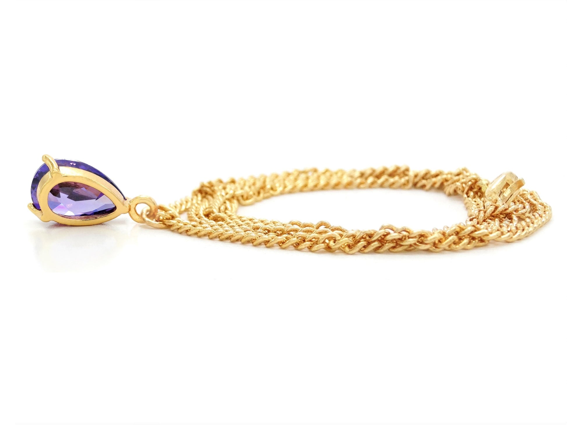 Purple raindrop gold necklace BACK