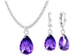 White gold purple pear gem necklace and earrings MAIN
