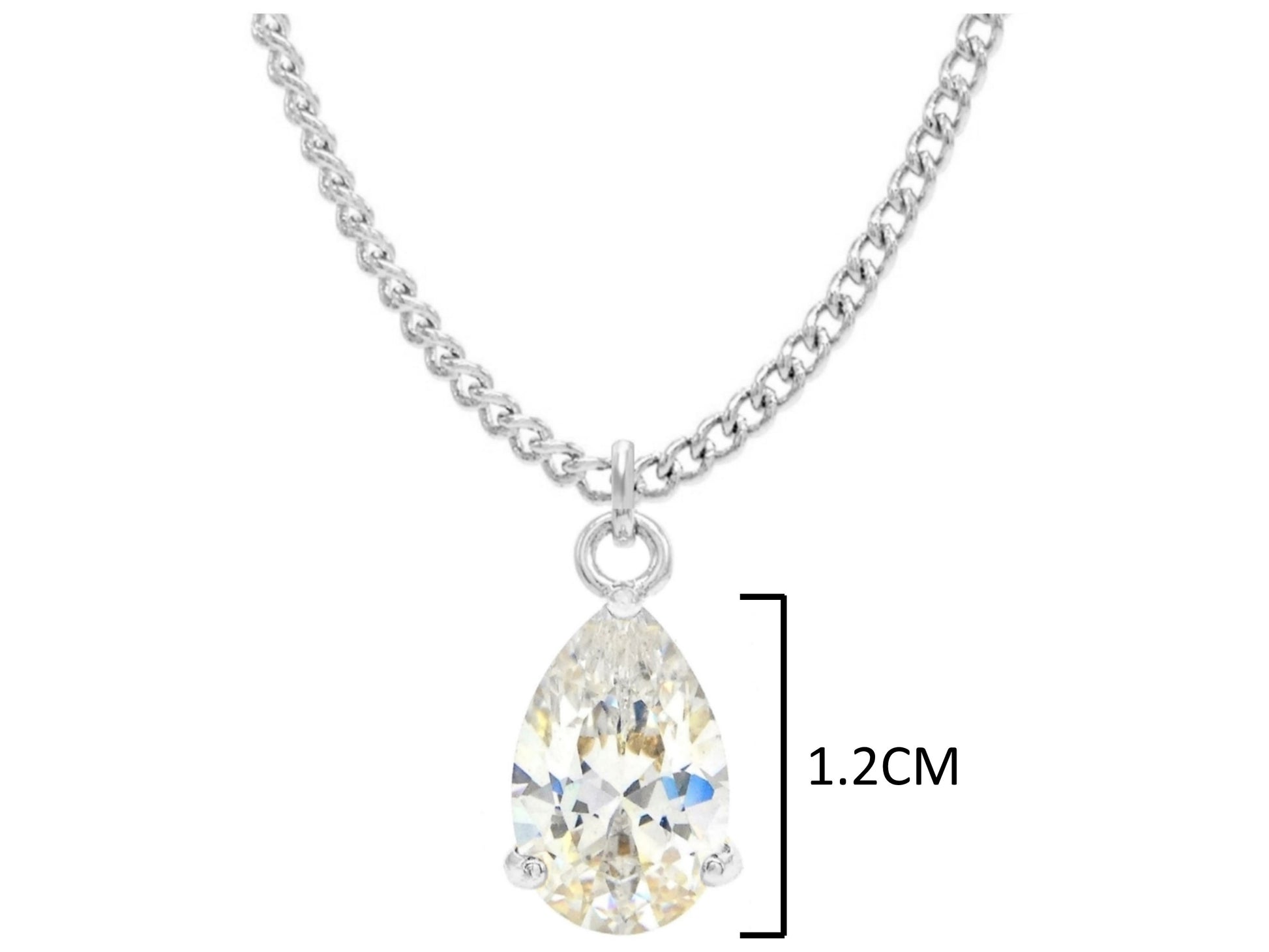 Clear raindrop white gold necklace MEASUREMENT