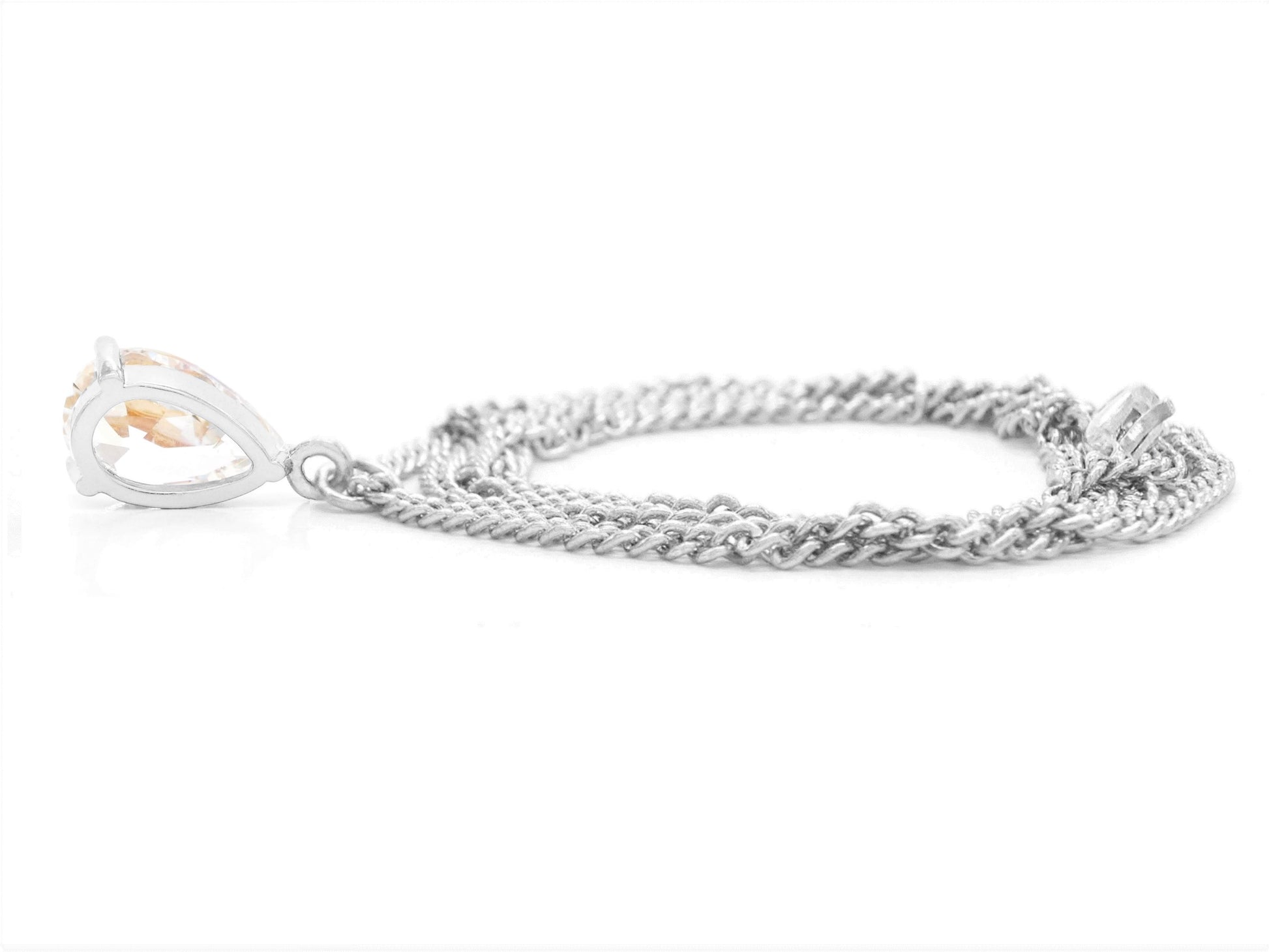 Clear raindrop white gold necklace BACK