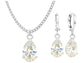 White gold white pear gem necklace and earrings MAIN