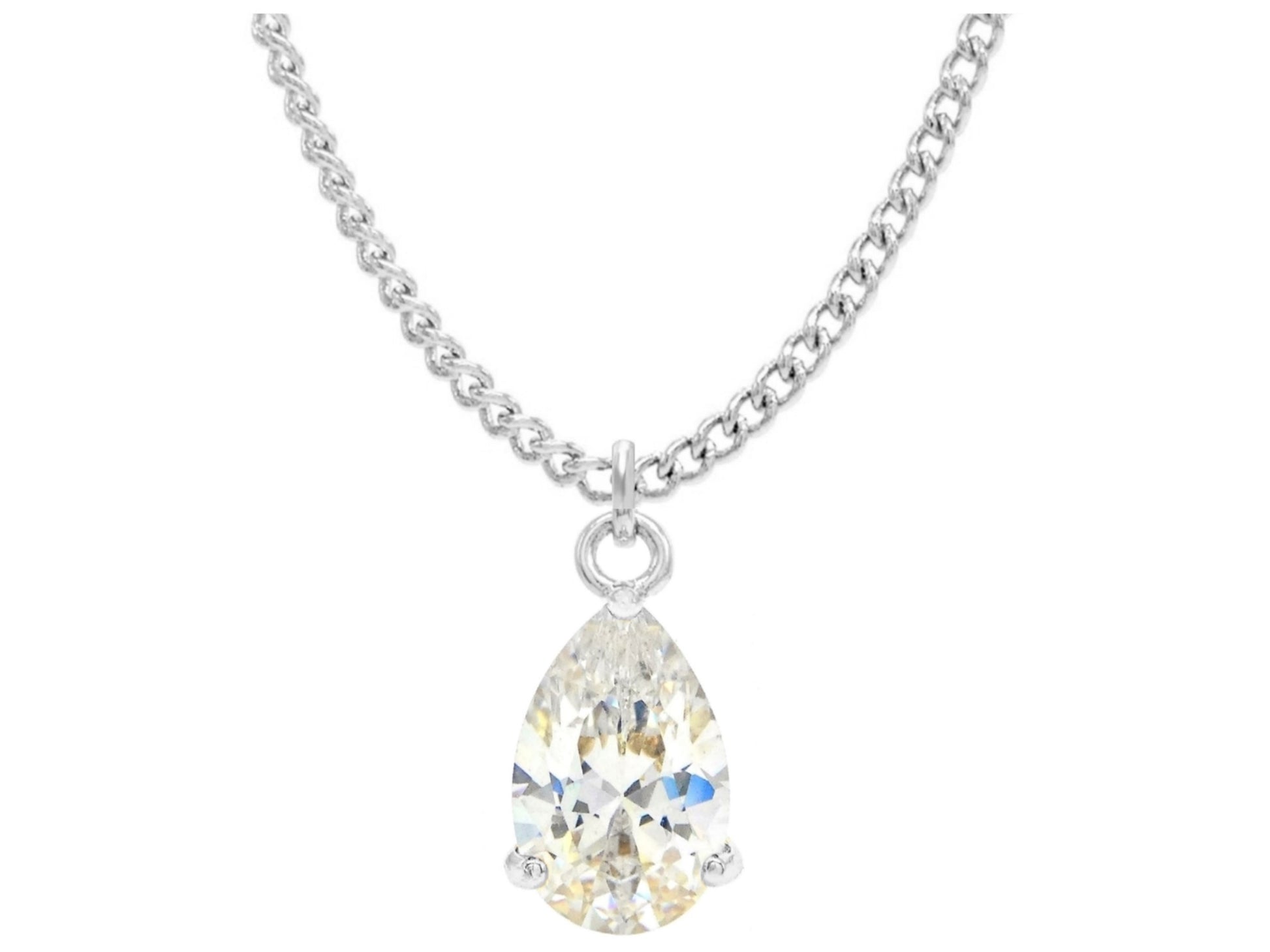 Clear raindrop white gold necklace MAIN