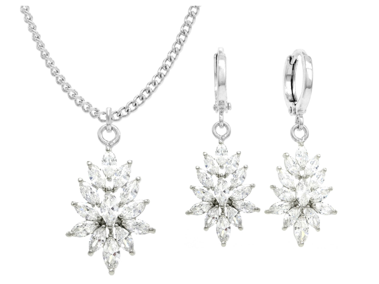 Sterling silver chandelier marquise jewellery set MAIN