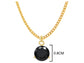 Yellow gold black round gem necklace and earrings MEASUREMENT