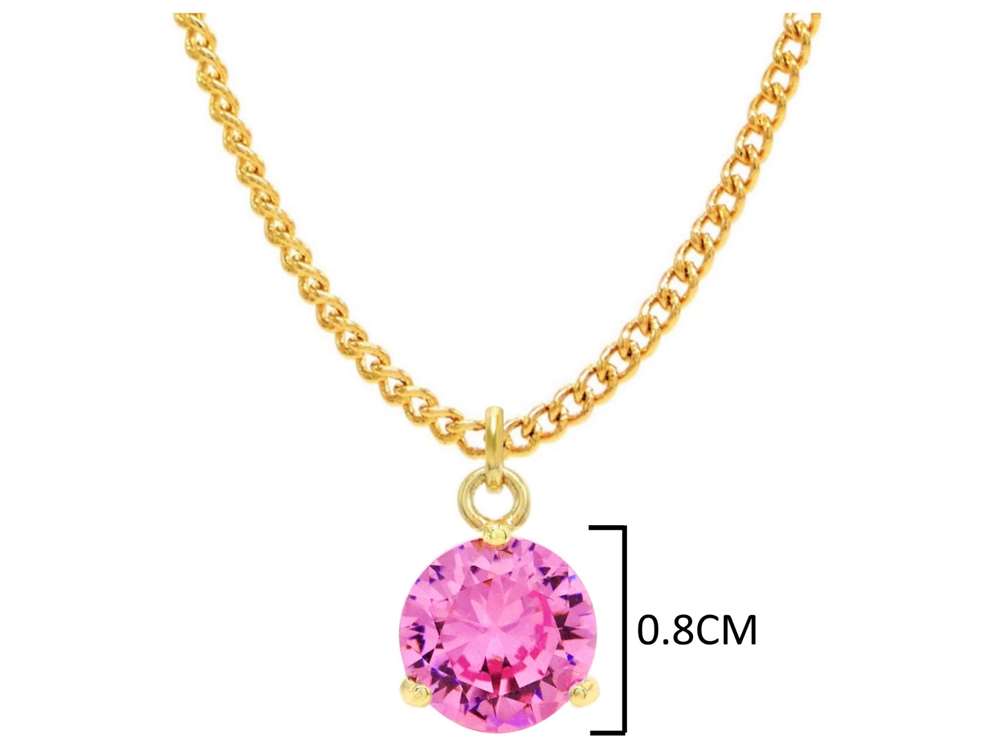 Pink gem gold necklace MEASUREMENT