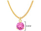 Yellow gold pink round gem necklace and earrings MEASUREMENT