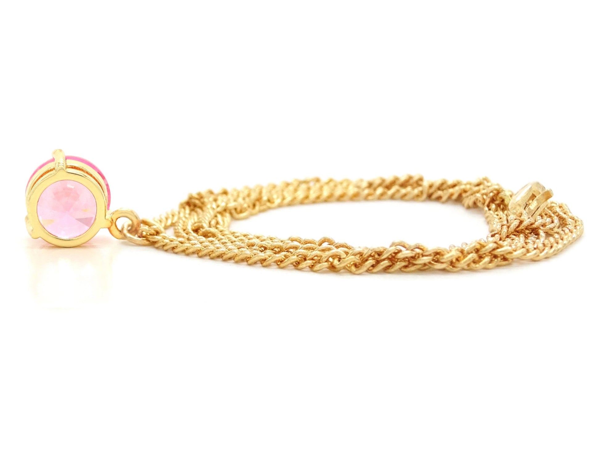 Pink gem gold necklace BACK