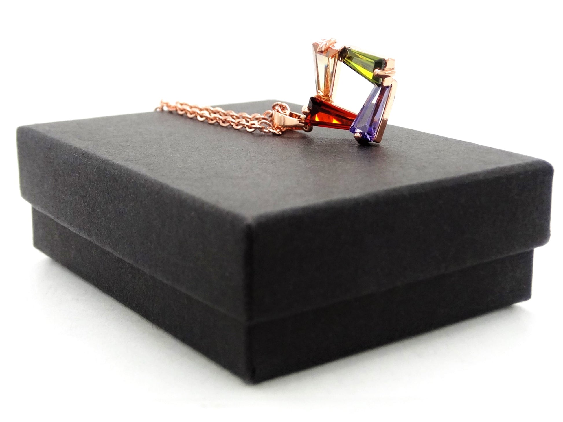 Rose gold tapered baguette gems necklace GIFT BOX